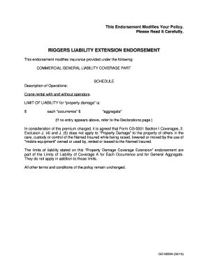 Riggers Liability Endorsement - Fill Online, Printable, Fillable, Blank ...