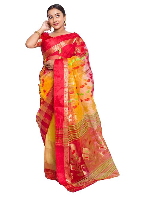 Get Yellow & Red Floral Bumper Silk Saree at ₹ 2070 | LBB Shop