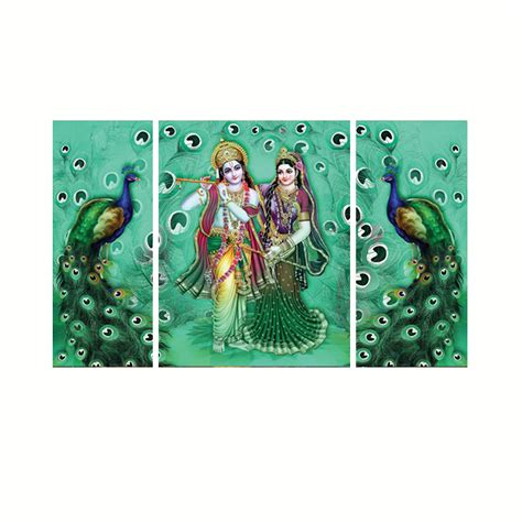 Set of 3 Radha Krishna Premium Canvas Painting - eCraftIndia Online