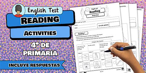 Examen de Inglés: Reading activities - 4º de Educación Primaria