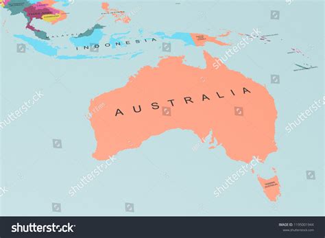 Political Map Asia Pacific Region Australia 스톡 일러스트 1195001944 ...