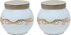 Yera Eva Jars, Metallic lid-golden foil printed-storage jar, 880ml ...