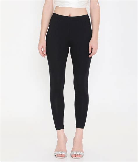 WOMEN SOLID BLACK ANKLE-LENGTH COTTON LEGGINGS – VIP Clothing Limited