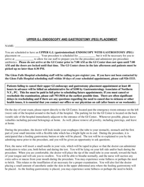 Fillable Online UPPER GI ENDOSCOPY AND GASTROSTOMY PEG bb Fax Email ...