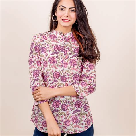 Pink and Purple Floral Printed Top – MISSPRINT