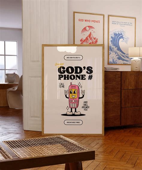 God's Phone Number Retro Christian Poster, Trendy Bible Verse Wall Art ...