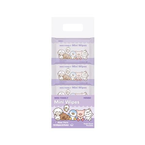 MINI FAMILY Mini Wipes 10 Wipes×8 Packs(Aloe Vera) – Miniso Srinagar