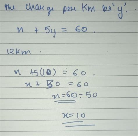 if the fixed charge in a city is RsX and charge per km is Rs5 and total ...