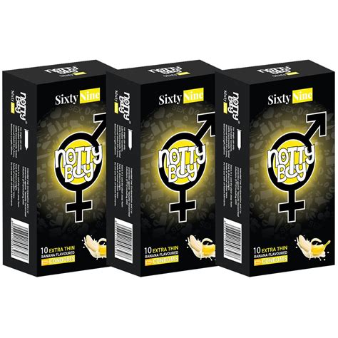 Buy NOTTY BOY Thin Condoms Banana Flavoured For Men - Pack Of 3, 30 ...