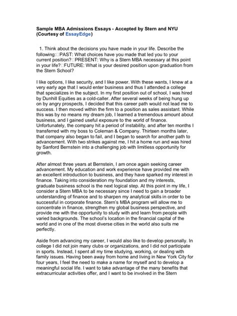 MBA Application Essay Examples 的图像结果