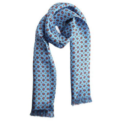 Buy Tiekart men blue paisley printed silk scarf at Amazon.in