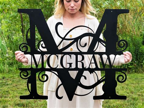 Custom Metal Signs Metal Name Sign Metal Wall Art Split Letter Monogram ...