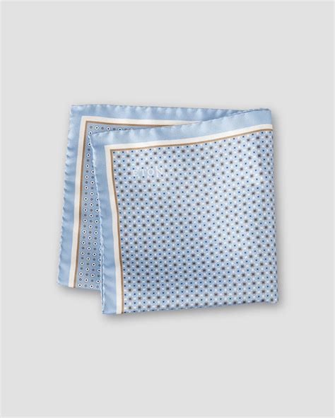 Mid Blue Motif Silk Pocket Square - Eton