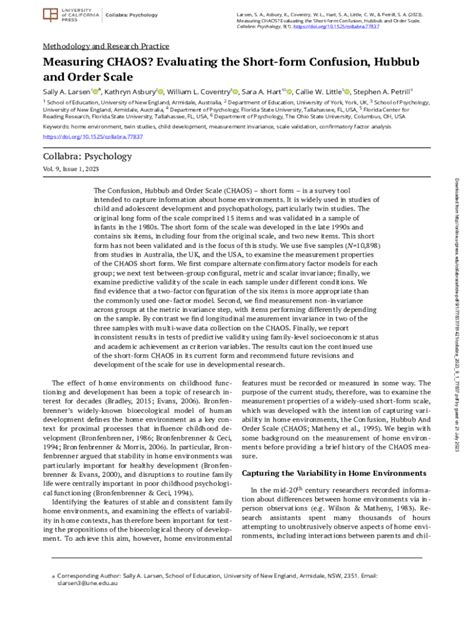 Fillable Online Measuring CHAOS? Evaluating the Short-form Confusion ...