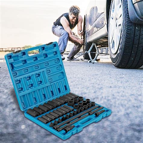 VEVOR 1/2-IN Impact Sockets Set 43 -Piece Standard (SAE) Set Drive Set ...