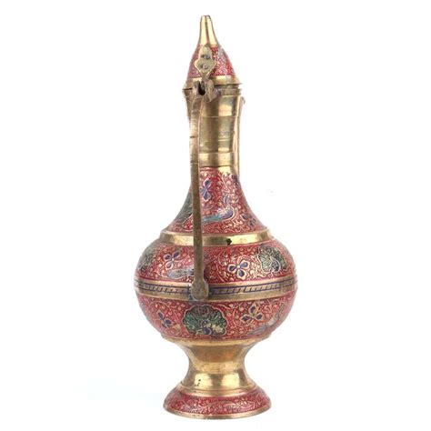 Handmade Red Brass Surahi Jug Decorative Showpiece
