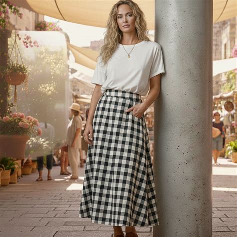 “Vintage Check A-Line Skirt” – XYLOID