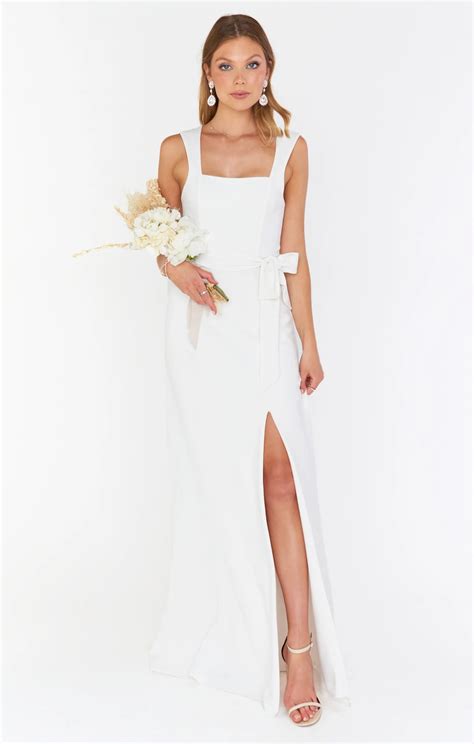 Paris Gown ~ White Stretch | Long white graduation dresses, White ...