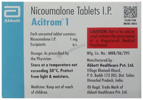 Acitrom 1 Tablet: Price, Uses, Side Effects & How to Use - MediBuddy