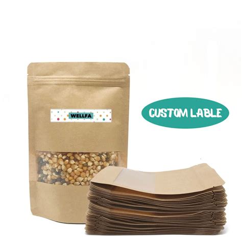 Kraft Paper Zipper Bag:Custom Printed Resealable Craft Paper Doypack ...