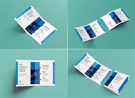 Free Bi-Fold Quarter Page Brochure Mockup PSD Set - Good Mockups