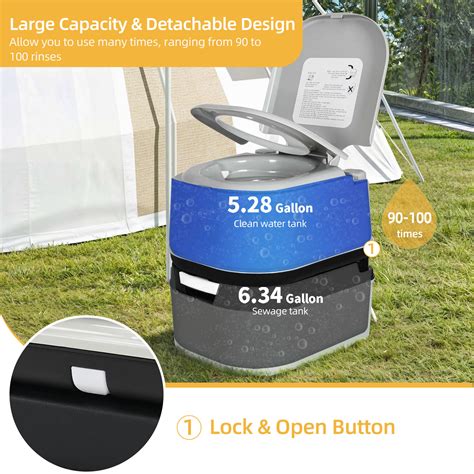 DWVO 6.34 Gallon Portable Toilet for RV Camping, Leak-Proof Indoor ...