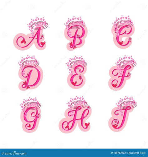 Abcdefghi. Pink Letters Collection. Red Heart Alphabet Set. Love is in ...