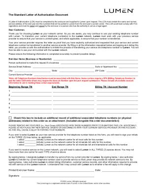Lumen Letter of Authorization - Blank Fillable Template | Fill Out ...