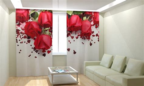 Buy D4C 3D Rose Flowers Digital Printed Polyester Fabric Curtains for ...