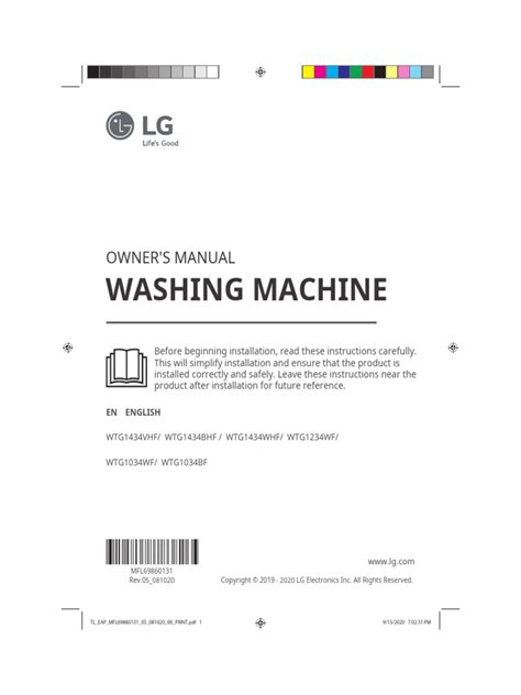 LG Washing Machine User Guide 的图像结果