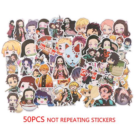 Buy AOWA 50PCS Anime Demon Slayer Pvc Sticker For Luggage Laptop ...