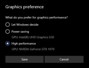 Rezultat imagine pentru Graphics Performance Preference