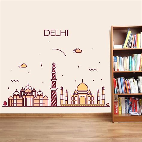 Buy StickMe 'Delhi City Wall Sticker ' -SM266 (Multi Colour, Vinyl ...