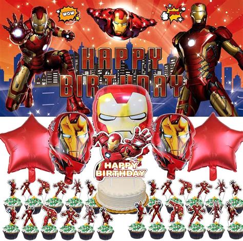 QUEENMO Iron Man Party Decorations Supplies Avengers | Ubuy India