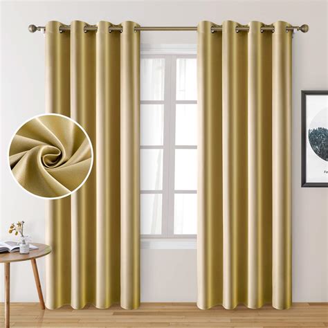 HOMEIDEAS - Cortinas opacas de seda sintética dorada, 2 paneles para ...