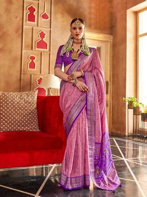Buy Elora Soft Silk Printed Patola Saree For Women (Dark Dusty Pink) Online