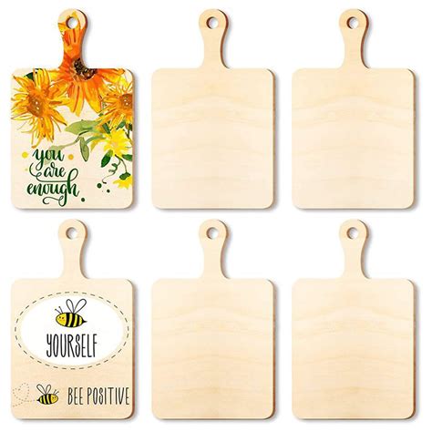 D-GROEE 6Pcs/Set Mini Wooden Cutting Board Craft with Handle Wooden ...