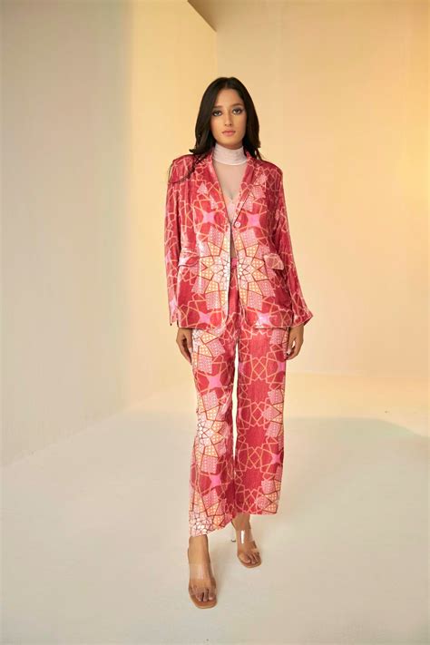 Rust- Bukhara Velvet Jacket And Pants Set With Bustier And Net Top Set ...