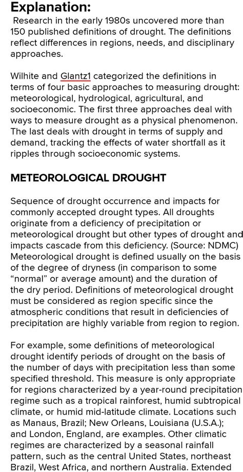 Introduction: Discussion on the different types of droughts Paragraph 1 ...