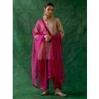 Light Pink Handwoven Zari Silk Suit - Set of 3