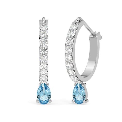 CLARA 925 Sterling Silver Sky Blue Hoop Bali Earrings | Rhodium Plated ...
