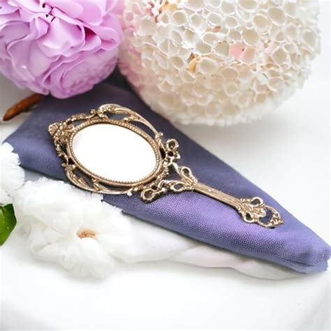 Blissful Decor Presents Brass Hand-held Mirror with Handle Vintage ...