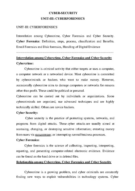 UNIT-3 Cyber Security - CYBER-SECURITY UNIT-III: CYBERFORENSICS UNIT ...