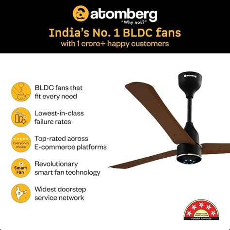 Atomberg Renesa Celling Fan Enabled 1200mm BLDC Ceiling Fan with Remote ...