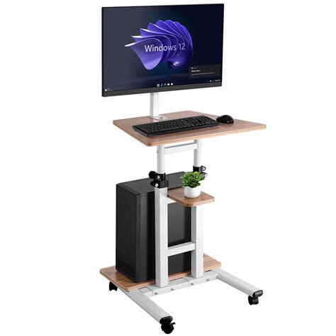 Portable Rolling Single Monitor Stand cart, Height Adjust can Support a ...
