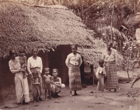 Women and Children in front of their Hut, Albumen Photograph - Ceylon ...