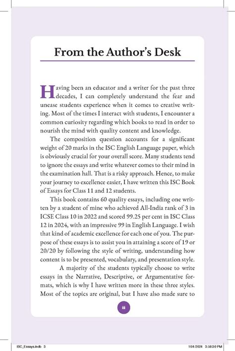 ISC 60 English Essays for Class 11 & 12 by Sudhir Sahasranaman (Latest ...