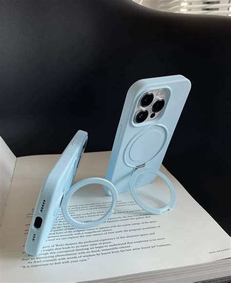 💎 Minimalist MagSafe Kickstand Phone Case – Sky Blue – The Gadget Outfit