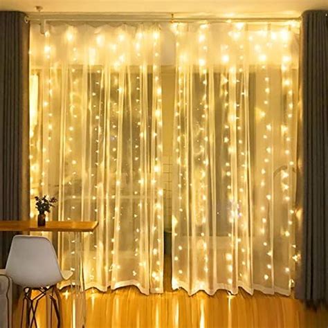 Buy Dazzle Bright Window Curtain String Lights, 300 LED Warm White ...