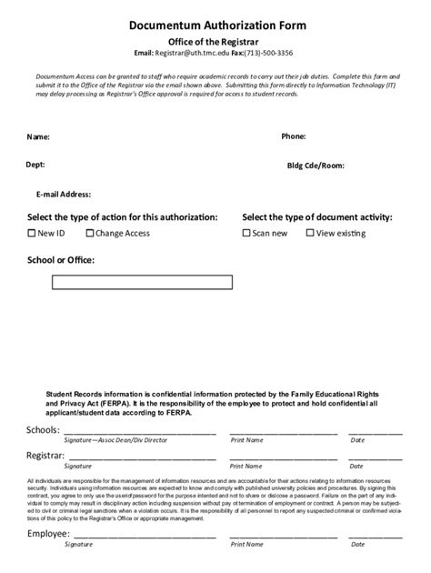 Fillable Online Documentum Access Authorization Fax Email Print - pdfFiller